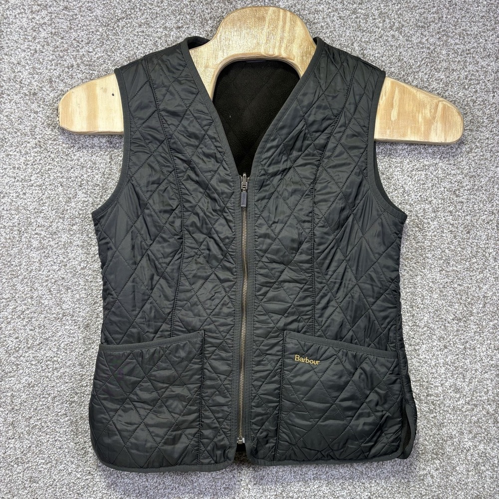 Barbour Vest Womens 10 Green Fleece Betty Quilted Full Zip Lined LQU0326OL71